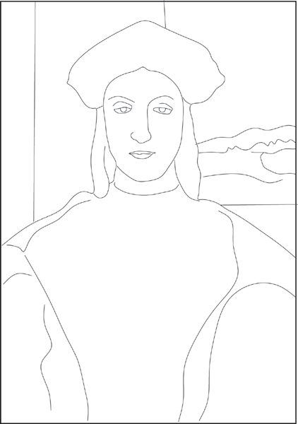 Guidobaldo da Montefeltro, drawn by Amelia Amelia after portrait by Raphael.
