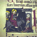 Miniature of Christ's entry into Jerusalem. Early fourteenth-century processional from a female Dominican house in Strasbourg. St. Peter perg 22, f. 6v, Badische Landesbibliothek, Karlsruhe, Germany.