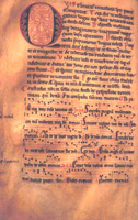 Initial Q opening psalm 51 in a ferial or choral psalter. Thirteenth-century Psalter-hymnal from Unterlinden. Ms. 301, f. 52v, Bibliotheque de la Ville, Colmar, France.
