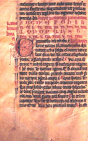 Beginning of the Usuard Martyrology. Late thirteenth to early fourteenth century collection from Unterlinden. Ms. 302, f. 25v, Bibliotheque de la Ville, Colmar, France.