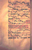 Antiphons. Fourteenth-century antiphonal-gradual from Unterlinden. Ms 303, f 120v, Bibliotheque de la Ville, Colmar, France.