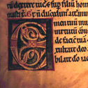 Initial E opening psalm 80. Thirteenth century Psalter-hymnal from Unterlinden. Ms. 404, f. 99r, Bibliotheque de la Ville, Colmar, France.