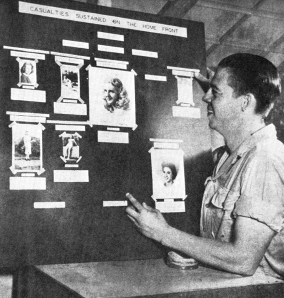 Army Air Force engineers in New Guinea tracked romantic defections on this "operations board."